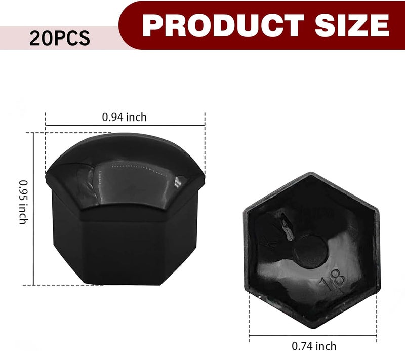 Downhill 20 PCS 19MM Wheel Lug Nut Covers, Cratch and Rust Resistant Hexagon Car Wheel Nut Caps, Wheel Center Bolt Caps with Removal Clip, for Most Cars, Trucks, SUVs (Black) - Image 2